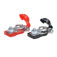 ACCUPOOLKLEMMEN SET (+) EN (-) MET KUNSTSTOF BESCHERMING ROOD/ZWART (1ST)