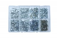 ASSORTMENT TAPPING SCREWS ZINC PLATED OVAL HEAD PHILIPSDRIVE 320-PIECE (1PC)