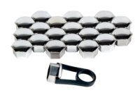 BOUTON ECROU DE ROUE HEX17 CHROME UNIVERSAL 20 PC + OUTIL DE DEMONTAGE (1PC)