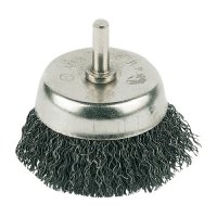BROSSE TASSE ACIER SUR BÂTON 6MM AVEC FIL ONDULÉ 75MM (1) BROSSE TASSE ACIER SUR BÂTON 6MM AVEC FIL ONDULÉ 75MM (1)