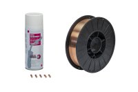 BUNDELACTIE LASDRAAD 0,8MM + KONTAKTTIPS & PISTOLENSPRAY (7-DELIG)