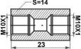 connecteur boutbout m10x1m10x1 longueur23 sw14 1pc