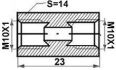 connecteur boutbout m10x1m10x1 longueur23 sw14 1pc