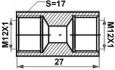 connecteur boutbout m12x1m12x1 longueur27 sw17 1pc