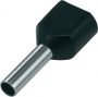 CORD END TERMINAL/BOOTLACE FERRULE DOUBLE BLACK 2X 1.5MM² L=8 (100PCS)