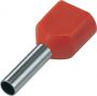 CORD END TERMINAL/BOOTLACE FERRULE DOUBLE RED 2X1.0MM² L=8 (20PCS)
