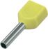 cord end terminalbootlace ferrule double yellow 2x60mm l14 20pcs