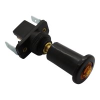 DRUK EN TREK SCHAKELAAR KORT, AMBER/ORANJE 12V 10A, 12V LAMP (1ST) DRUK EN TREK SCHAKELAAR KORT, AMBER/ORANJE 12V 10A, 12V LAMP (1ST)