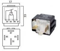 MINI CONTACT MAAK RELAIS 12V 30A MET ZEKERING 4-POLIG (1ST)