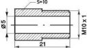 remnippel m10x1x21mm sw10 5mm 1st