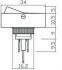 switch rechtangular round hole blue 1pc