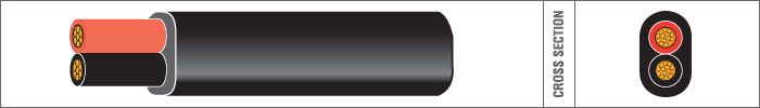 thin wall 2 core auto cable pvc 2x075mm2 flat blackred 1m50roll thin wall 2 core auto cable pvc 2x075mm2 flat blackred 1m50roll